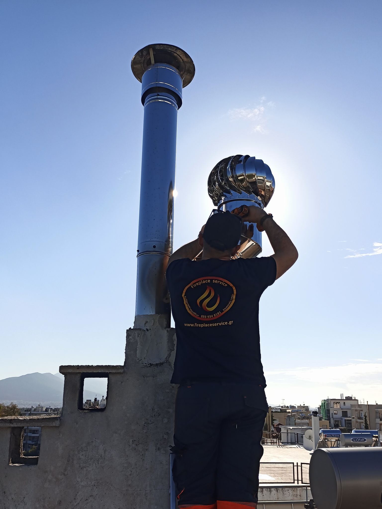 Τοποθέτηση ειδικών καπέλων καμινάδας